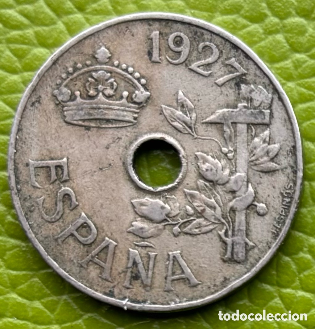 Monedas de Espa&ntilde;a: ALFONSO XIII . 25 C&Eacute;NTIMOS. 1927. - Foto 1