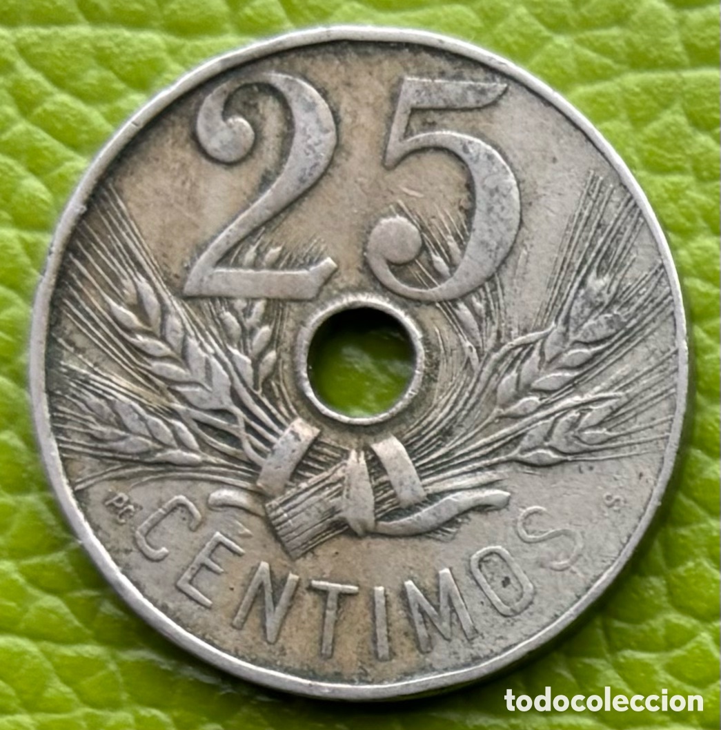 Monedas de Espa&ntilde;a: ALFONSO XIII . 25 C&Eacute;NTIMOS. 1927. - Foto 2