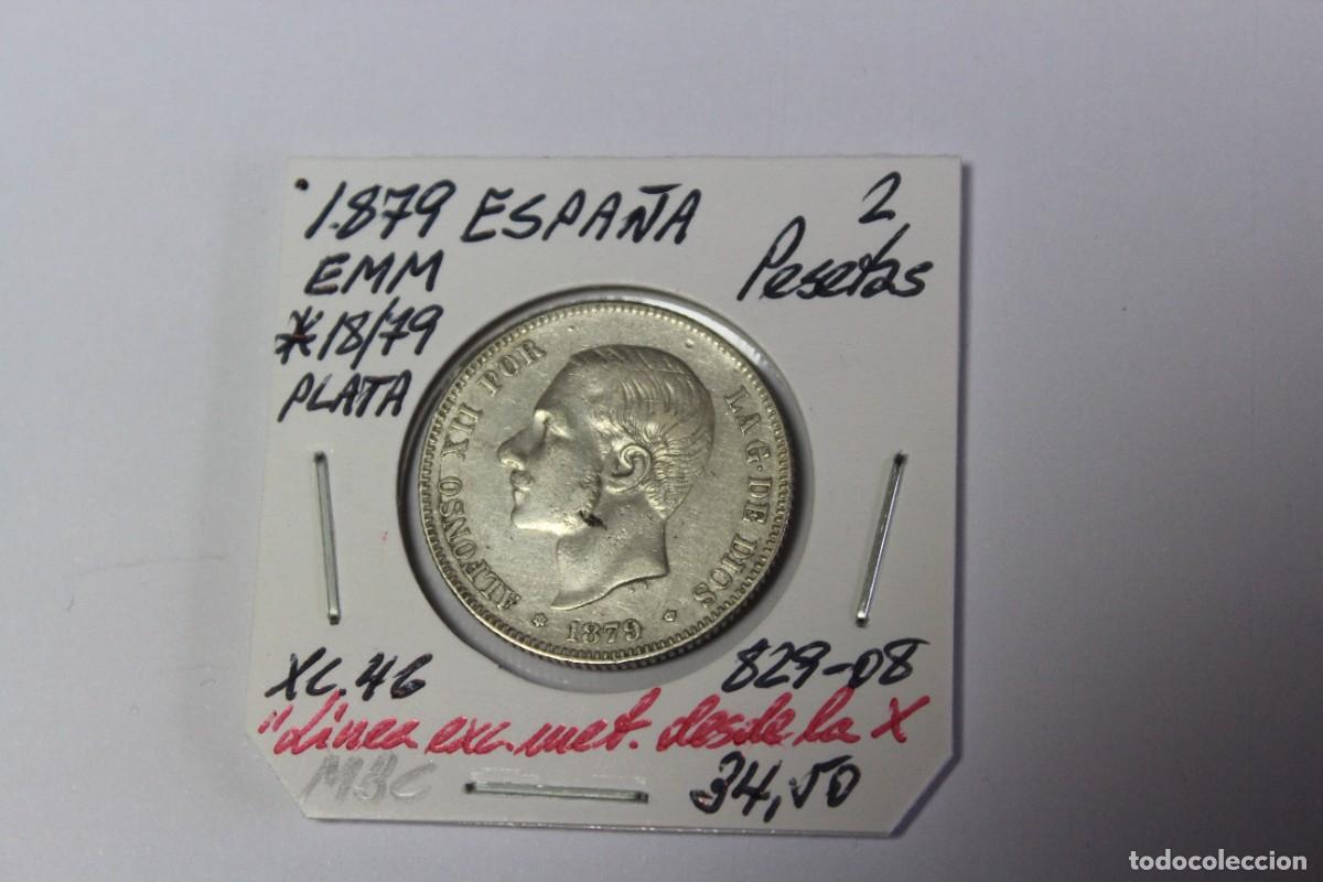 Monedas de Espa&ntilde;a: 2 PESETAS de PLATA de 1879 EMM *18/79 XC46 ESPA&Ntilde;A en MBC