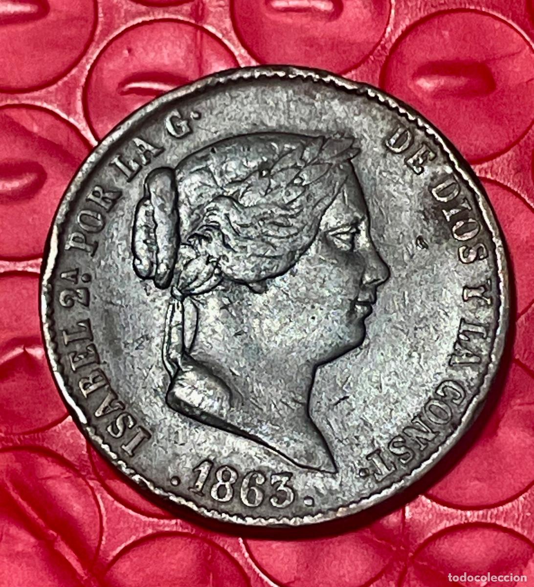 Monedas de Espa&ntilde;a: 25 CENTIMOS DE COBRE DE ISABEL II. A&Ntilde;O 1863 - Foto 1