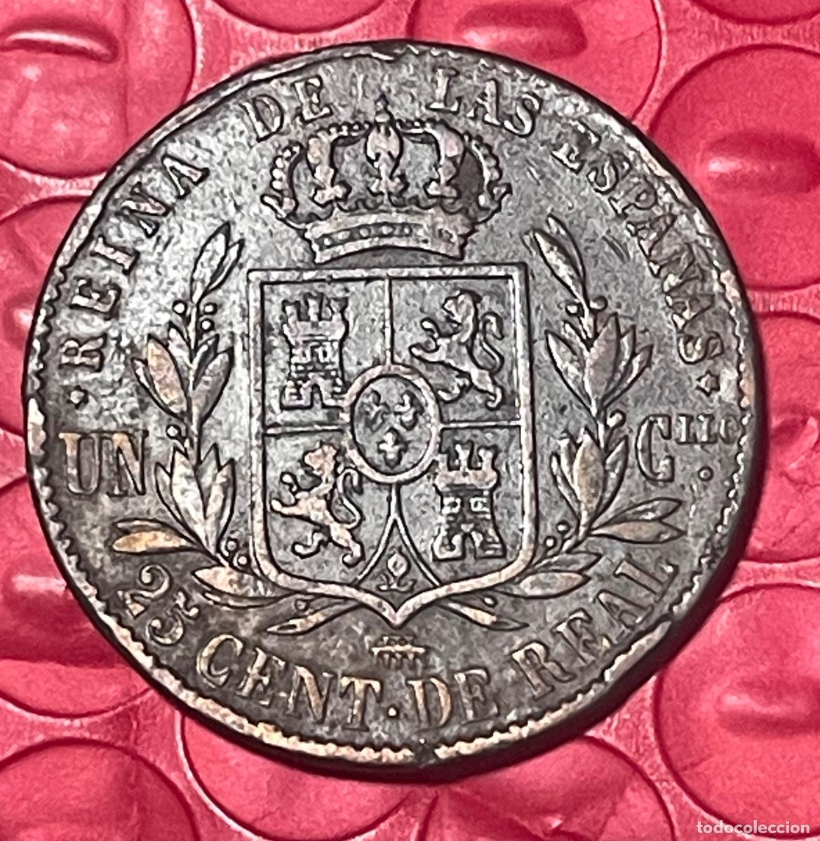 Monedas de Espa&ntilde;a: 25 CENTIMOS DE COBRE DE ISABEL II. A&Ntilde;O 1863 - Foto 2