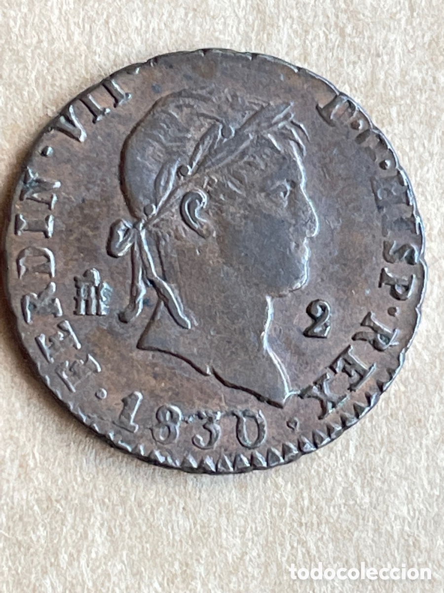 Monedas de Espa&ntilde;a: Moneda Fernando VII 1830 / 2 Maravedis - Foto 1