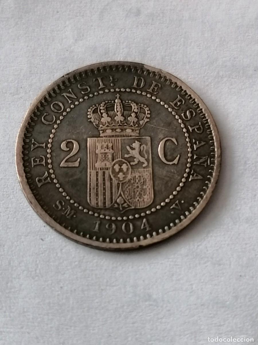 Monedas de Espa&ntilde;a: Moneda, 2 cent, Espa&ntilde;a, 1904, estrella 04, MBC+, - Foto 2