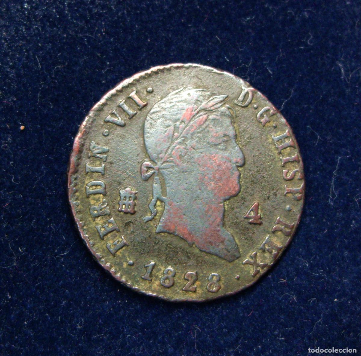 Monedas de Espa&ntilde;a: FERNANDO VII - 4 MARAVEDIS 1828 - SEGOVIA - Foto 1