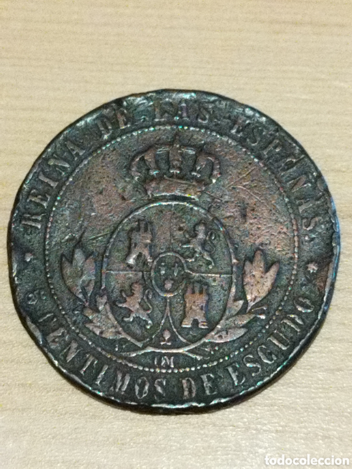 Monedas de Espa&ntilde;a: Moneda de 5 c&eacute;ntimos de escudo de 1868 Barcelona - Foto 1