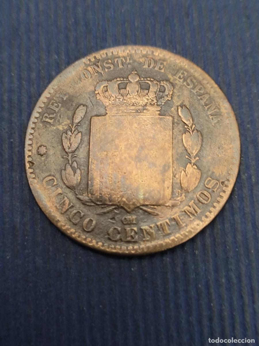 Monedas de Espa&ntilde;a: Moneda 5 c&eacute;ntimos 1878 Rey Alfonso XII Espa&ntilde;a - Foto 2