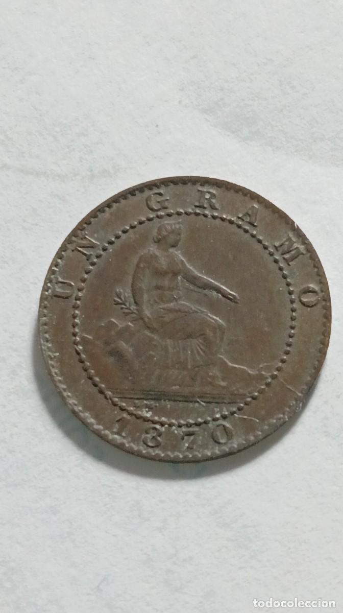 Monedas de Espa&ntilde;a: ESPA&Ntilde;A - 1 CENTIMO 1870 - Gobierno provisional KM660 - Foto 2