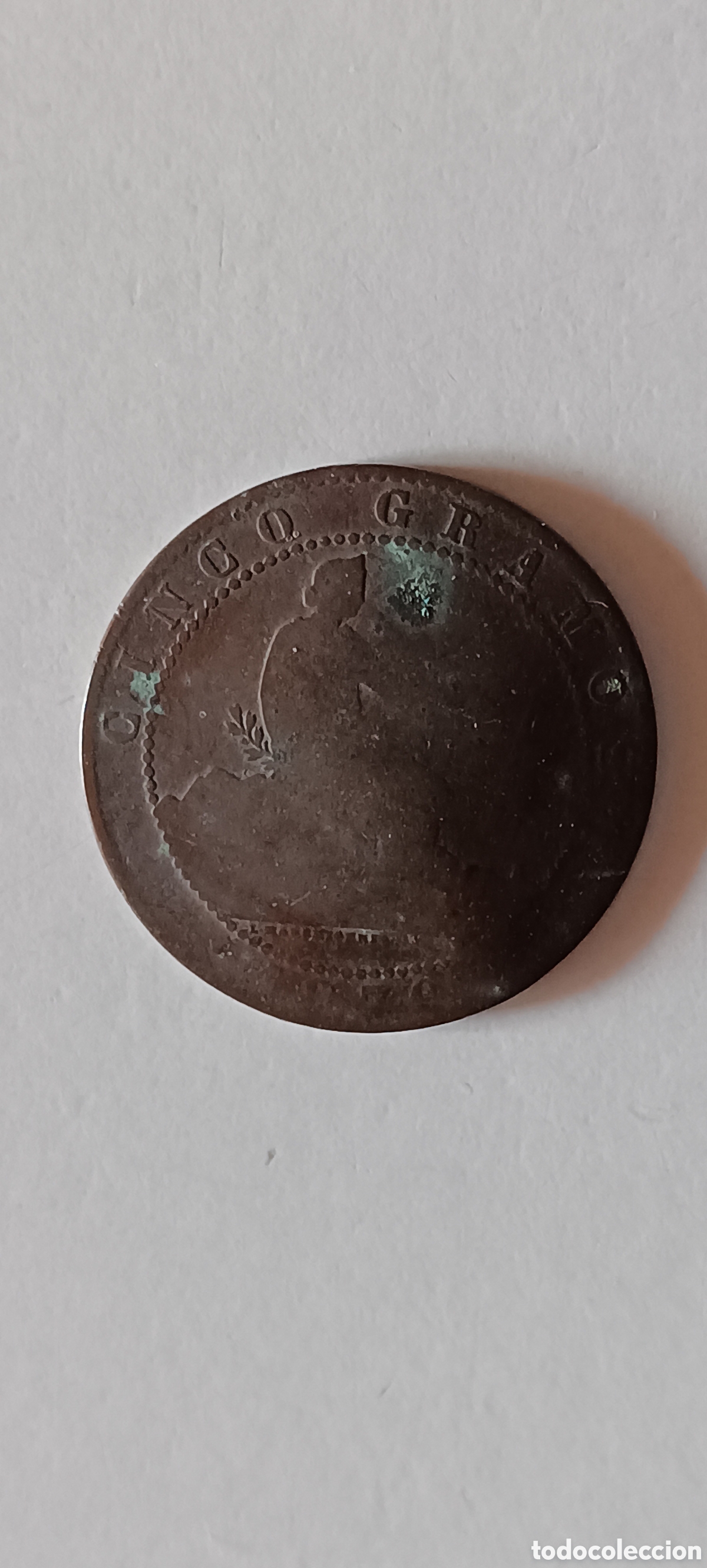 Monedas de Espa&ntilde;a: Monedas Espa&ntilde;a (2un.) de cobre de 5 c&eacute;ntimos 1870 - Foto 7