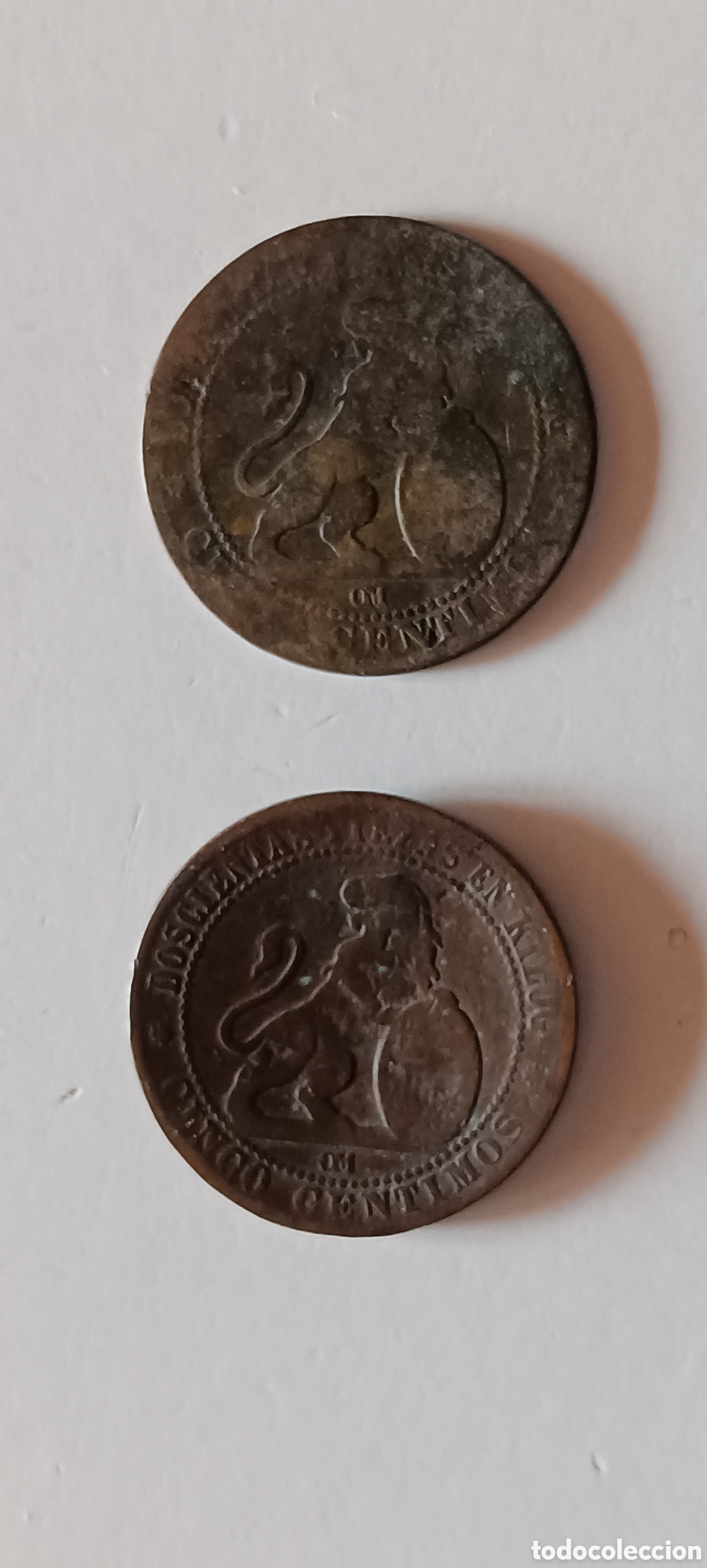 Monedas de Espa&ntilde;a: Monedas Espa&ntilde;a (2un.) de cobre de 5 c&eacute;ntimos 1870 - Foto 2