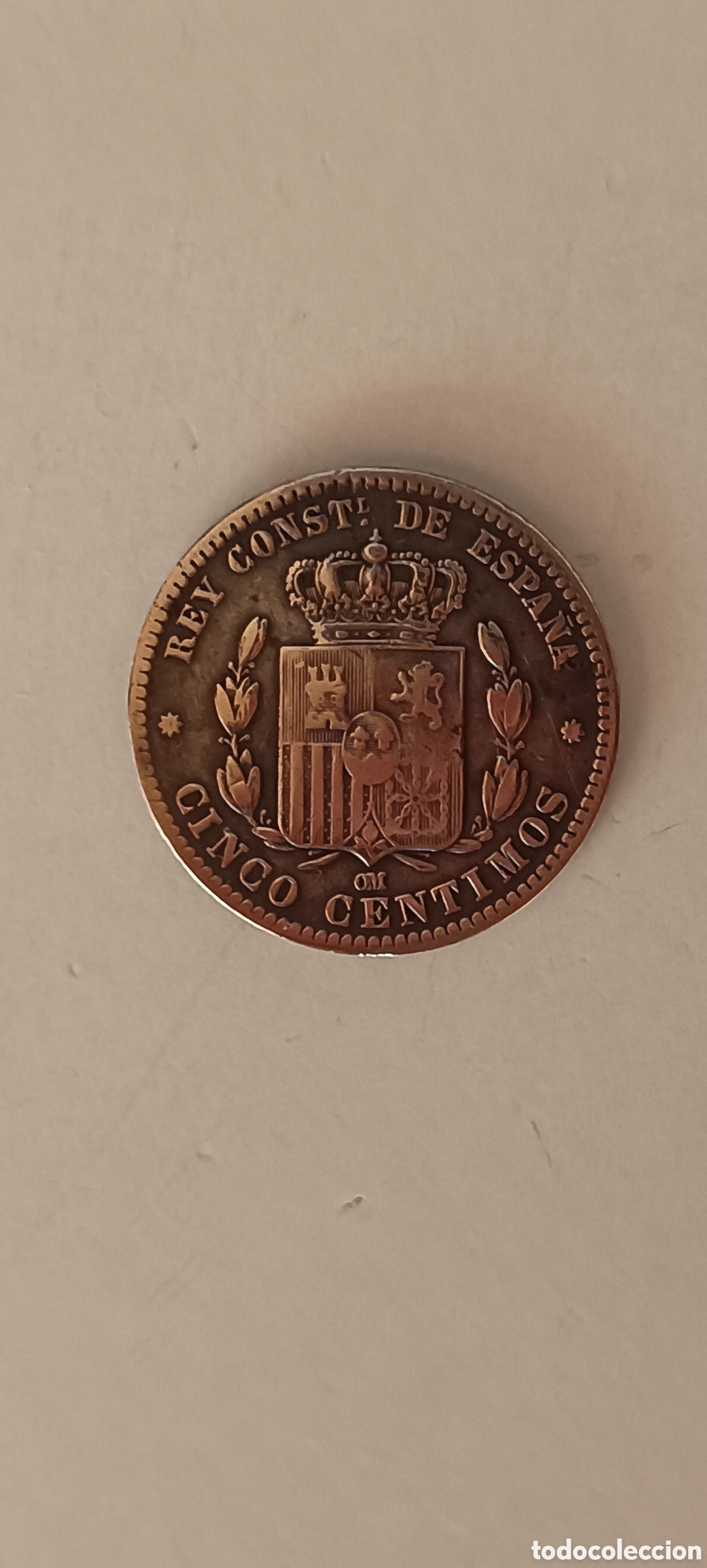 Monedas de Espa&ntilde;a: Moneda de Espa&ntilde;a de 5 c&eacute;ntimos de 1879. - Foto 2