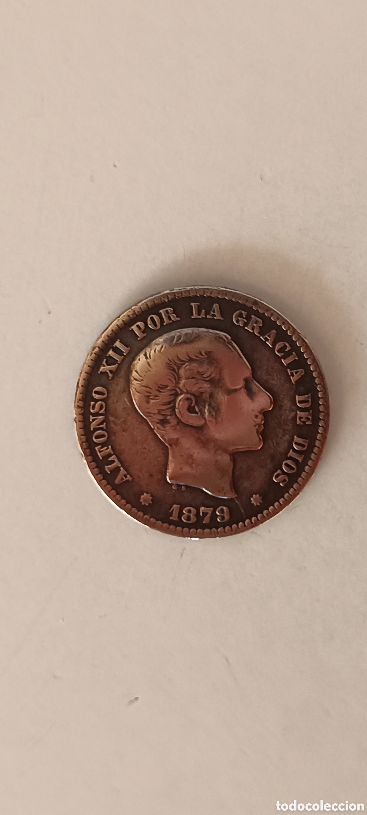 Monedas de Espa&ntilde;a: Moneda de Espa&ntilde;a de 5 c&eacute;ntimos de 1879. - Foto 1