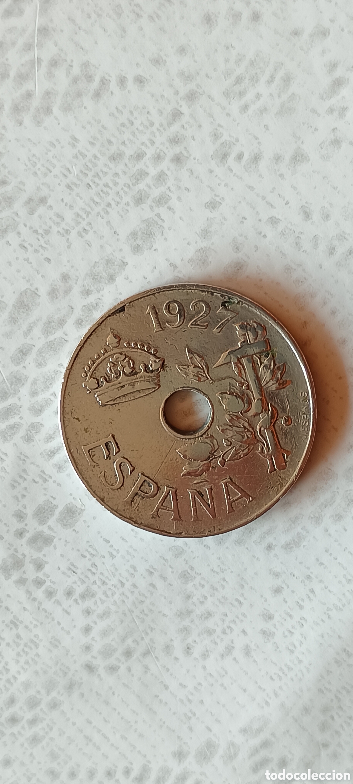 Monedas de Espa&ntilde;a: Moneda Espa&ntilde;a de 25 c&eacute;ntimos de 1927 - Foto 2