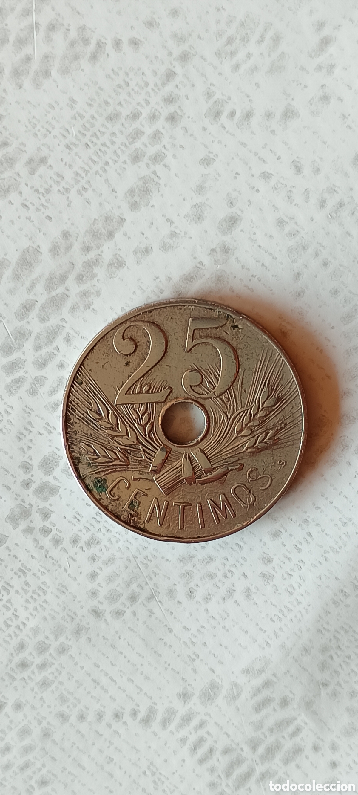 Monedas de Espa&ntilde;a: Moneda Espa&ntilde;a de 25 c&eacute;ntimos de 1927 - Foto 1