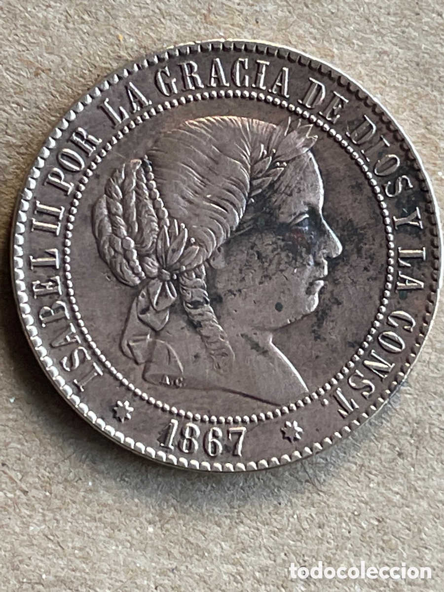 Monedas de Espa&ntilde;a: Moneda ISABEL II 1867 / 2 1/2 C&Eacute;NTIMOS DE ESCUDO - Foto 1