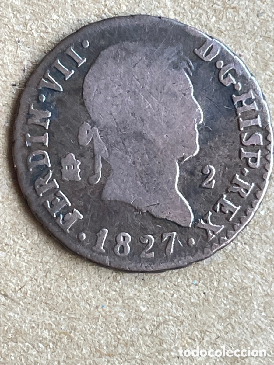 Monedas de Espa&ntilde;a: Moneda de FERNANDO VII 1827 / 2 Maravedis - Foto 1