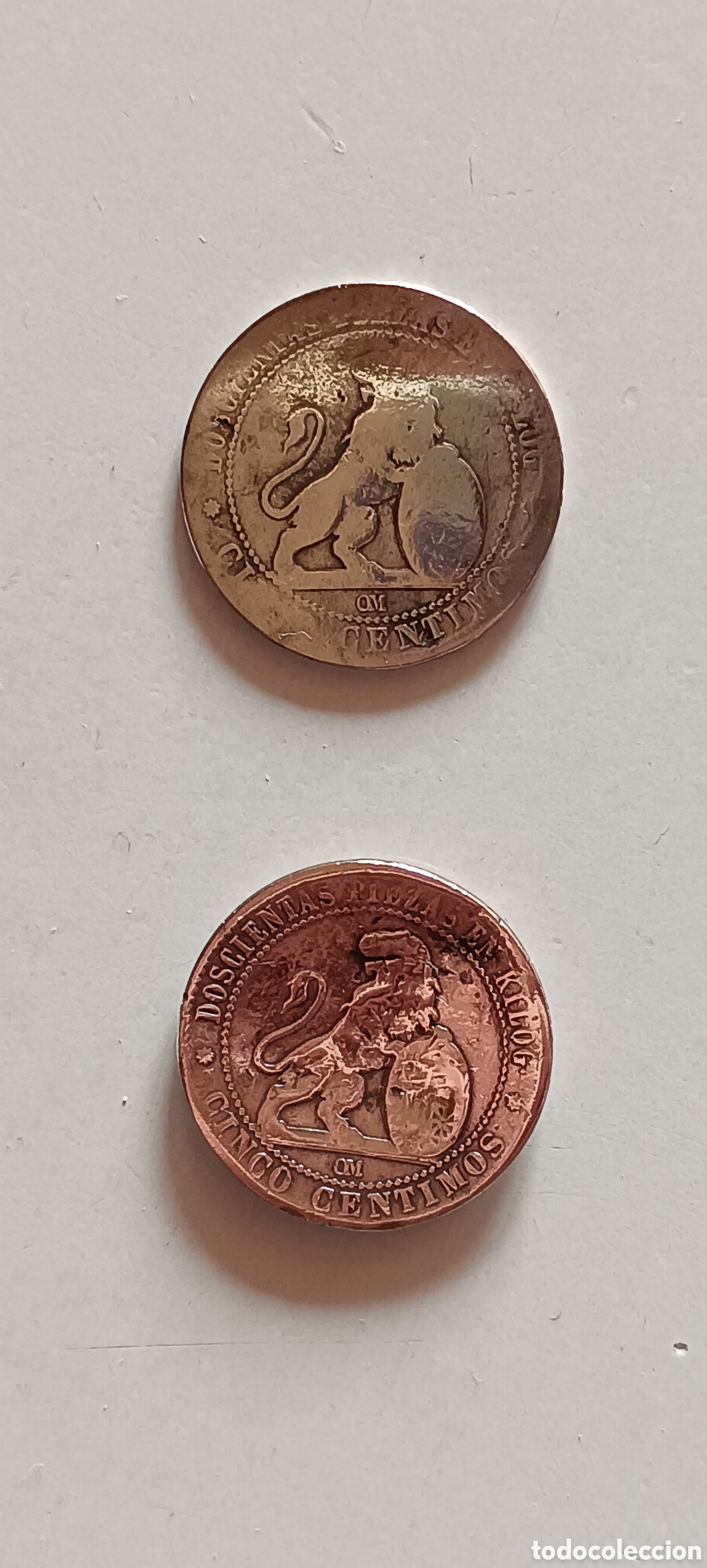 Monedas de Espa&ntilde;a: Monedas Espa&ntilde;a (2un.) de cobre de 5 c&eacute;ntimos 1870 - Foto 1