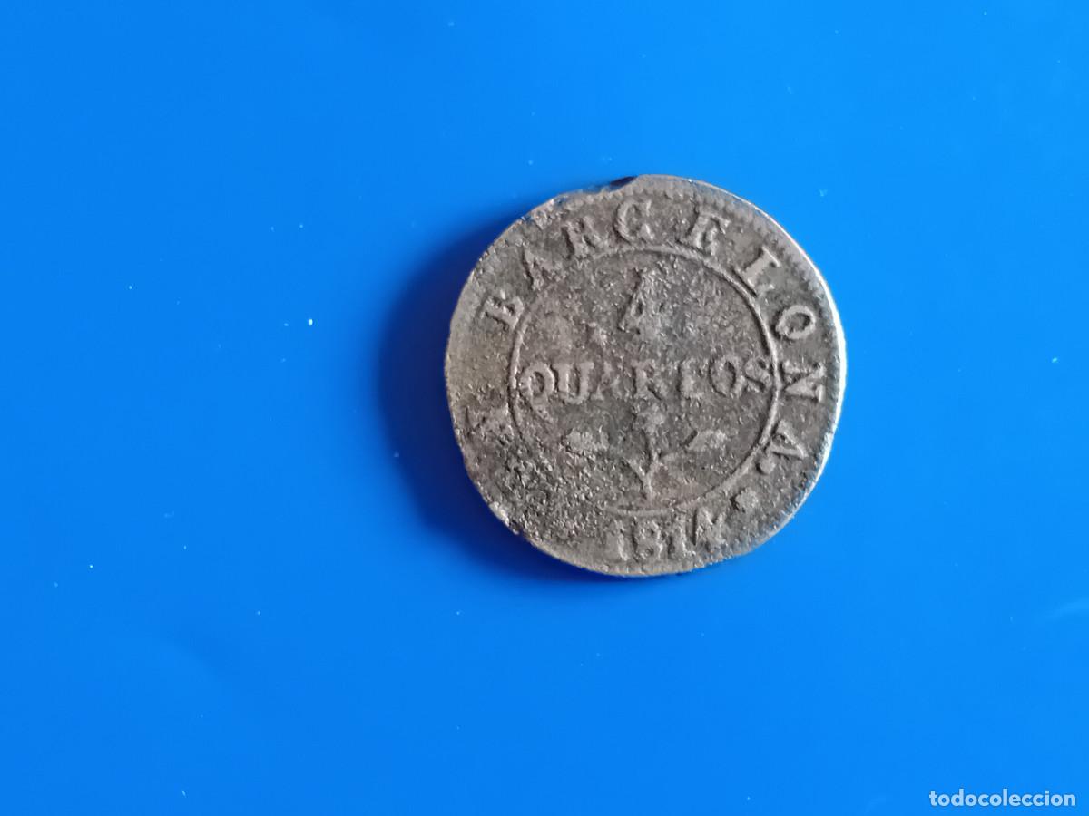 Monedas de Espa&ntilde;a: BARCELONA 4 QUARTOS 1814 - Foto 2