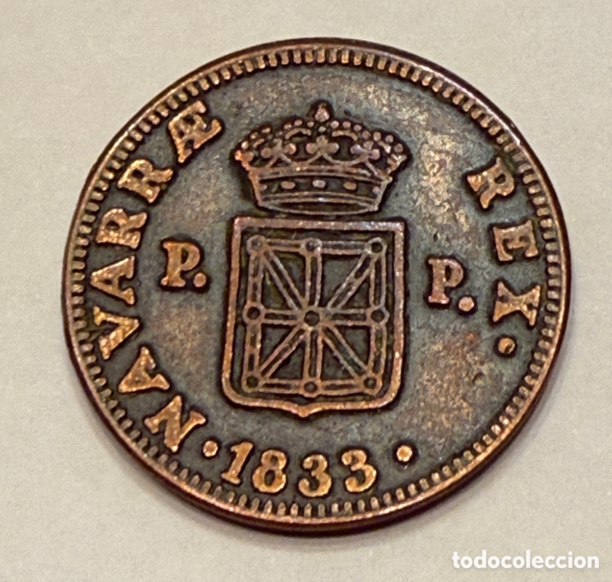 Monedas de Espa&ntilde;a: 3 Maravedis 1833 Navarra - Foto 2