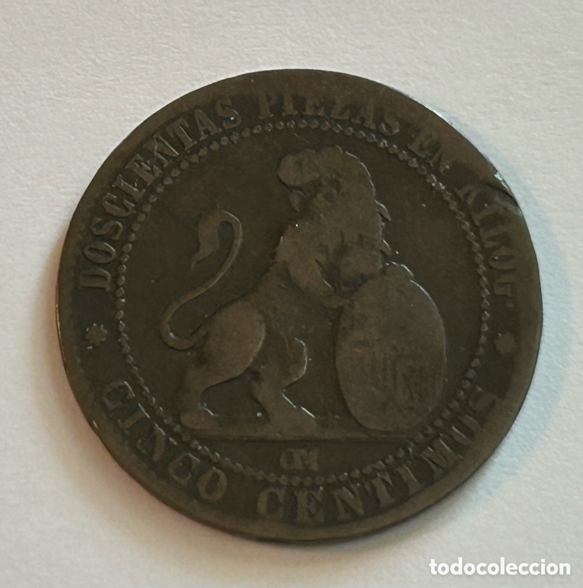 Monedas de Espa&ntilde;a: MONEDA DE CINCO 5 C&Eacute;NTIMOS. 1870. PERRA CHICA - Foto 1