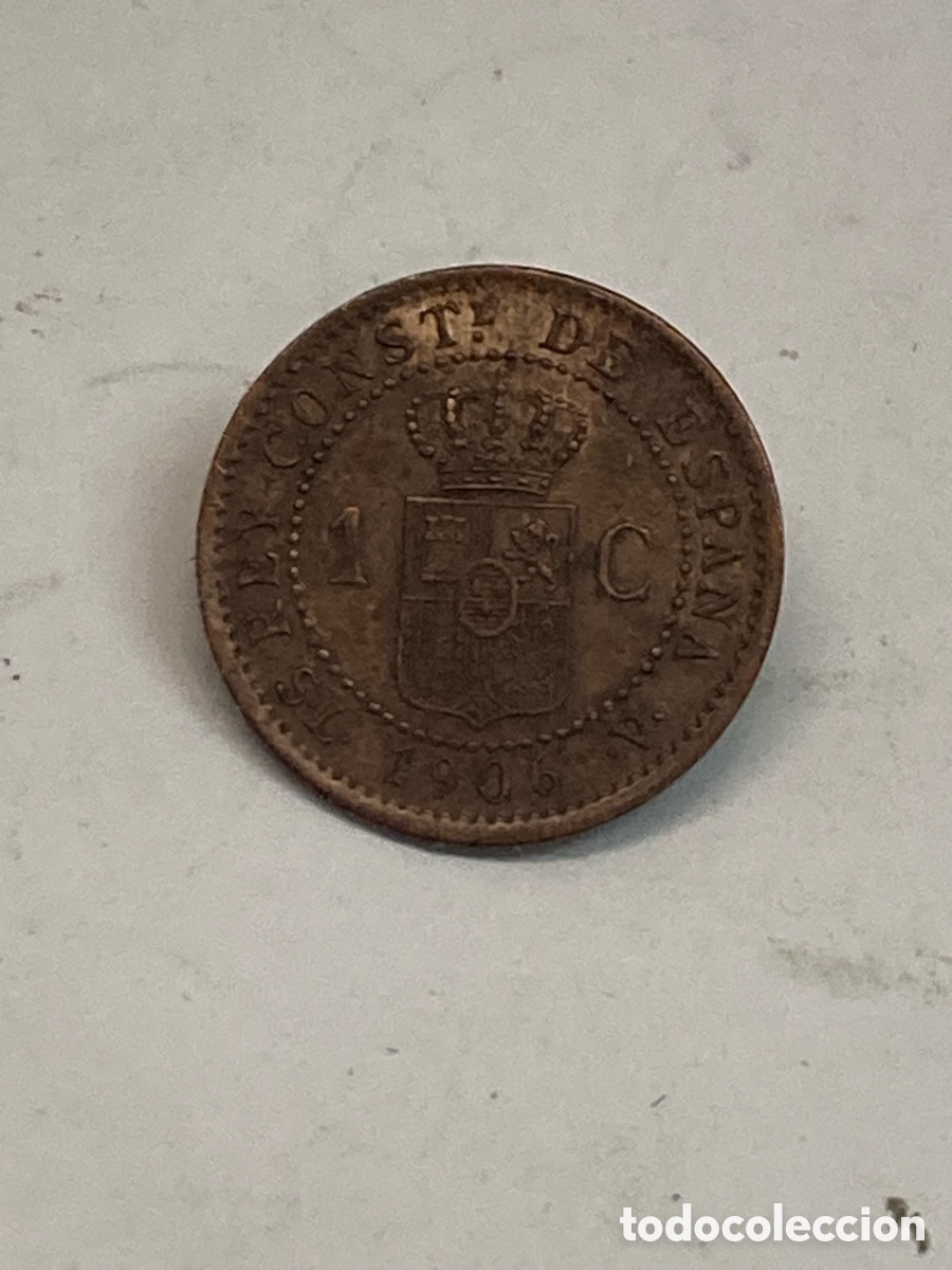 Monedas de Espa&ntilde;a: Moneda de 1 c&eacute;ntimo 1906 J64 - Foto 2
