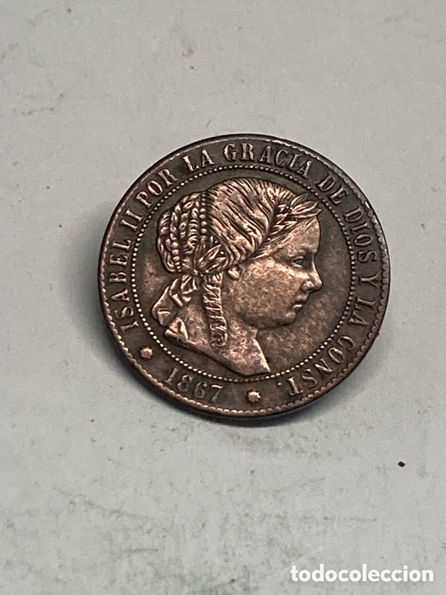 Monedas de Espa&ntilde;a: Moneda medio centimos de escudo 1867 - Foto 1