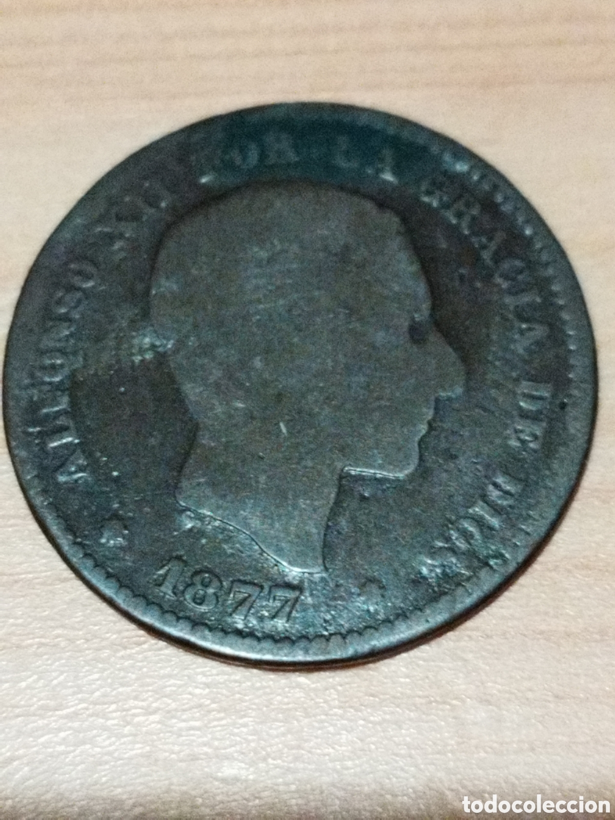 Monedas de Espa&ntilde;a: Moneda de 5 c&eacute;ntimos de 1877 - Foto 1