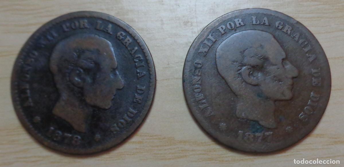 Monedas de Espa&ntilde;a: LOTE DE 2 MONEDAS DE 5 CENTIMOS 1877 y 1878 - Foto 1