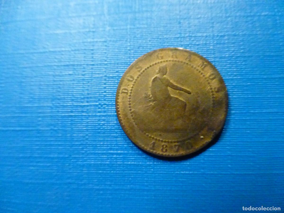 Monedas de Espa&ntilde;a: 2 C&eacute;ntimos, A&ntilde;o 1870, Cobre - Gobierno provisional - - Foto 2