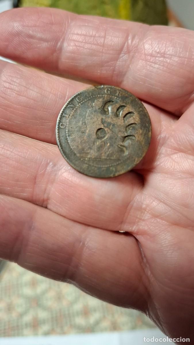 Monedas de Espa&ntilde;a: MONEDA DE 5 C&Eacute;NTIMOS DE 1870 (PRIMERA REP&Uacute;BLICA) CON TROQUELES - Foto 1