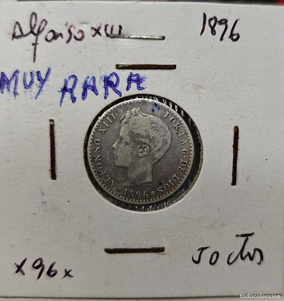 Monedas de Espa&ntilde;a: Moneda 50 centimos Alfonso XIII de 1896. MBC - Foto 1