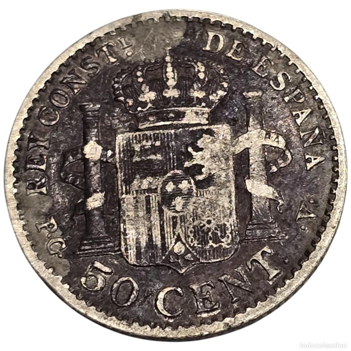 Monedas de Espa&ntilde;a: ESPA&Ntilde;A. ALFONSO XIII. 50 CENT. PGV. 1904. - Foto 2