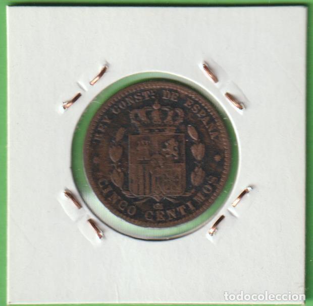 Monedas de Espa&ntilde;a: MONEDAS - ALFONSO XII - 5 C&Eacute;NTIMOS 1877 - PG-17 (BC+) - Foto 2