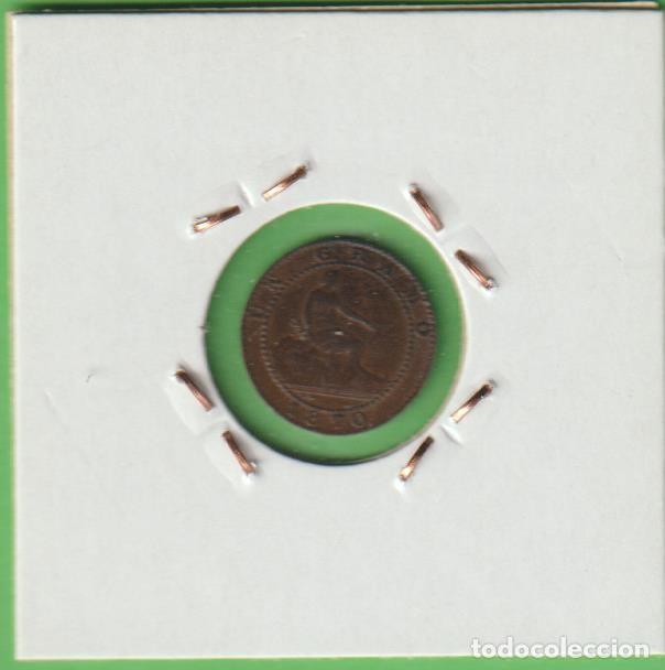 Monedas de Espa&ntilde;a: MONEDAS - GOBIERNO PROVISIONAL - 1 C&Eacute;NTIMO 1870 - CCT-23 (MBC+) - Foto 2