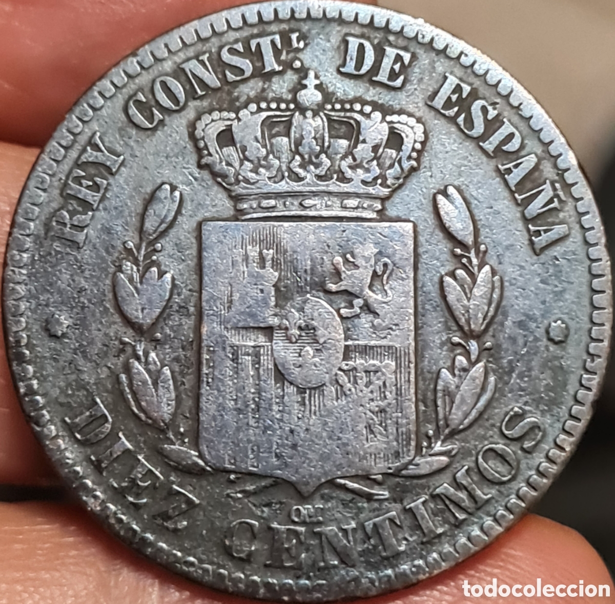 Monedas de Espa&ntilde;a: Moneda Espa&ntilde;a,1.879, 10 Centimos,BC . - Foto 2