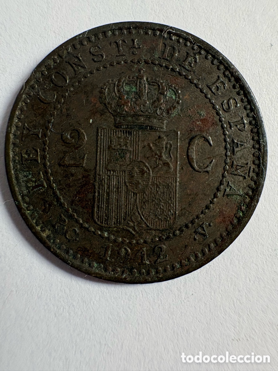 Monedas de Espa&ntilde;a: Moneda 2 c&eacute;ntimos 1912, Alfonso XIII (A2) - Foto 1
