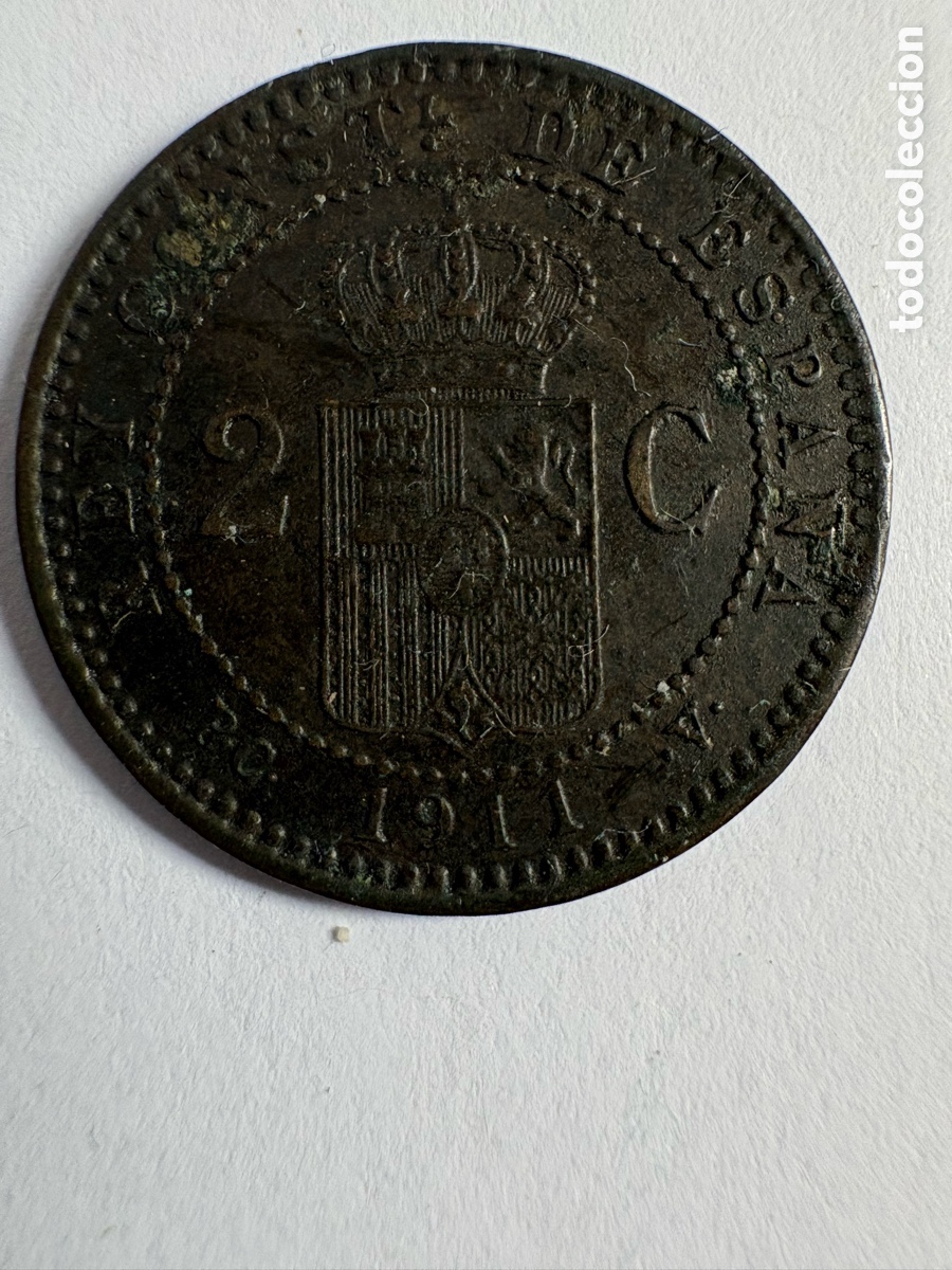 Monedas de Espa&ntilde;a: Moneda 2 c&eacute;ntimos 1911, Alfonso XIII (A2) - Foto 1