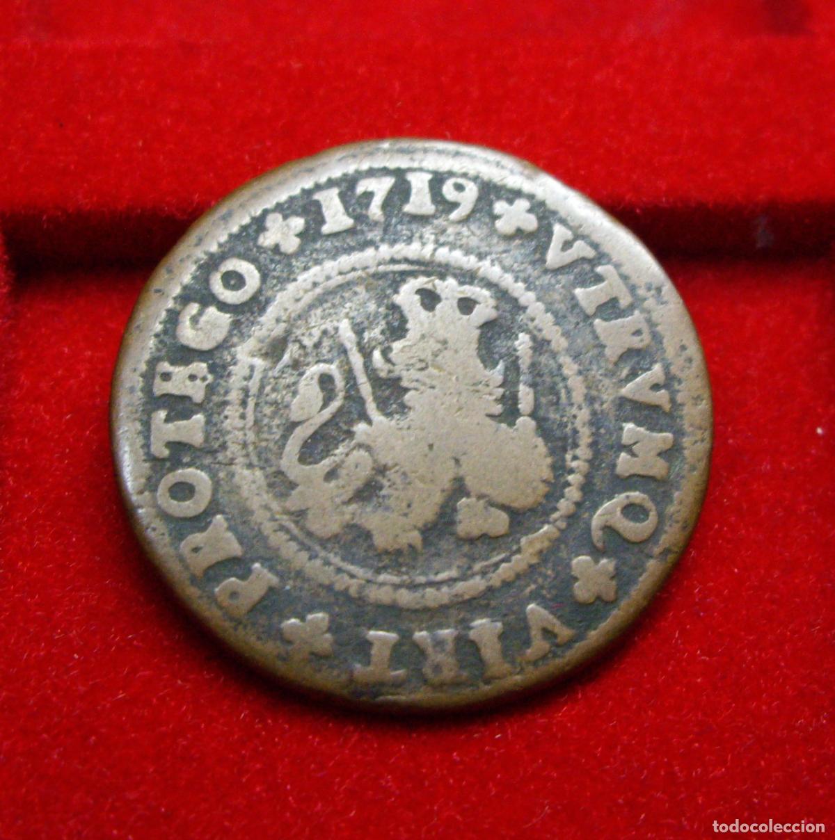 Monedas de Espa&ntilde;a: FELIPE V - 4 MARAVEDIS de ZARAGOZA 1719 - Foto 2