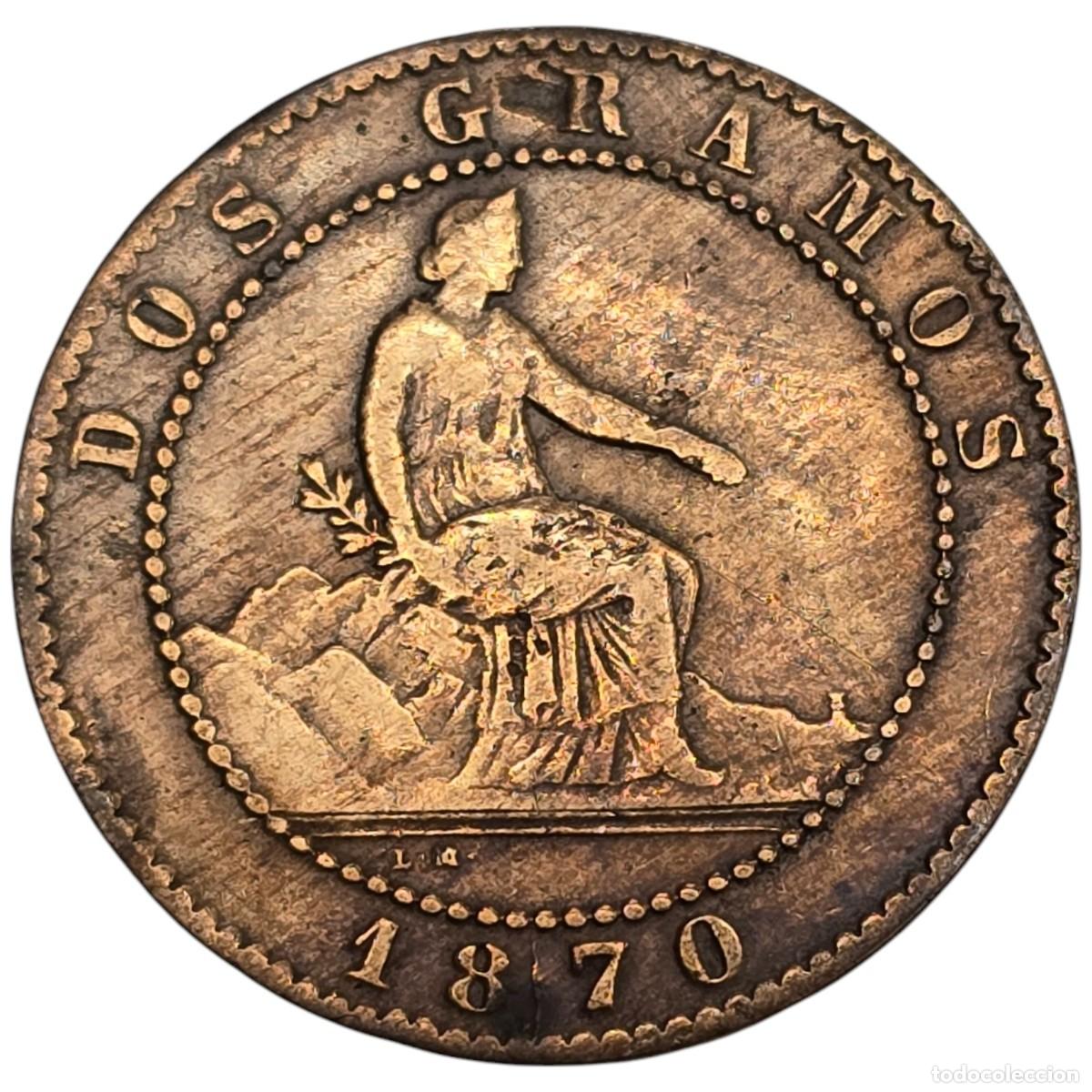 Monedas de Espa&ntilde;a: ESPA&Ntilde;A. GOBIERNO PROVISIONAL. 2 CENTIMOS. 1870. - Foto 1