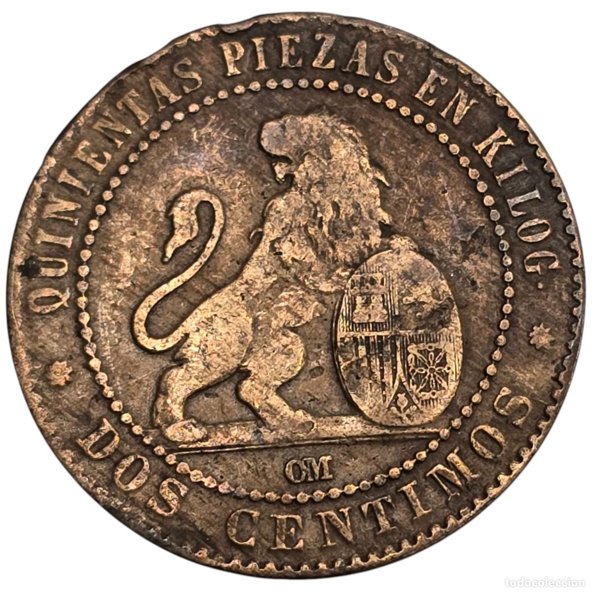 Monedas de Espa&ntilde;a: ESPA&Ntilde;A. GOBIERNO PROVISIONAL. 2 CENTIMOS. 1870. - Foto 2