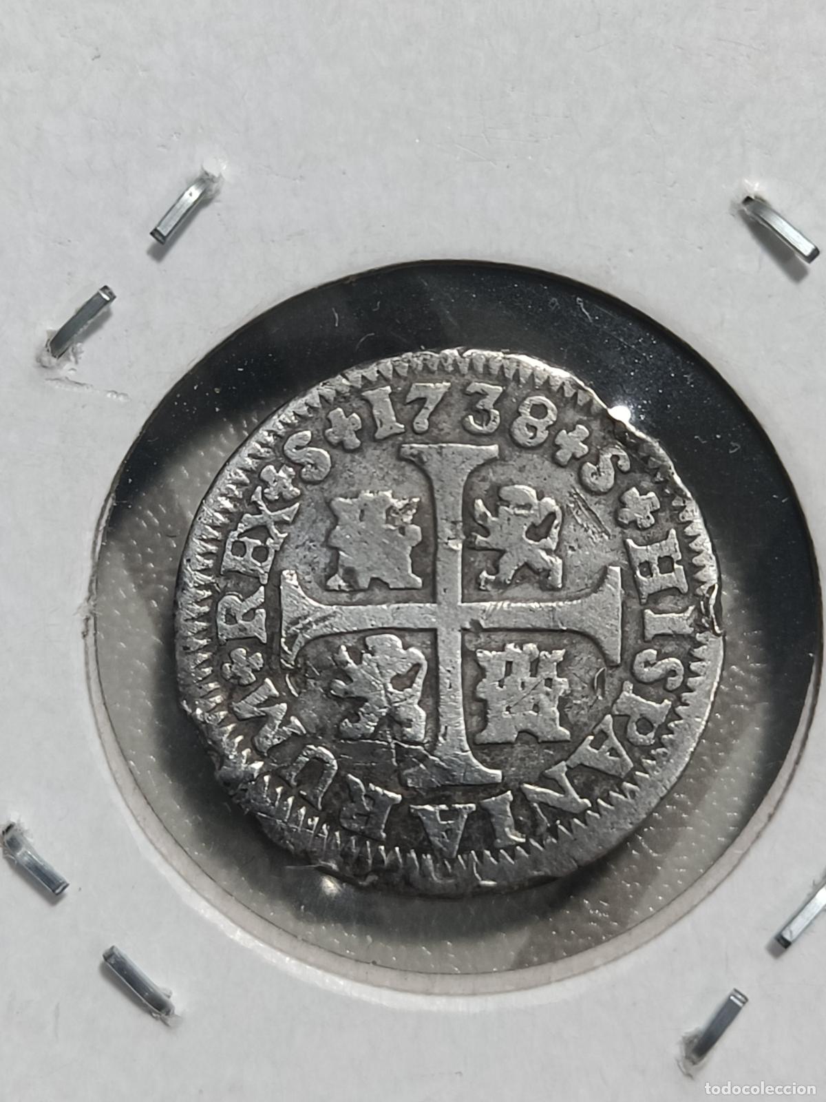 Monedas de Espa&ntilde;a: Moneda 1/2 real de Felipe V de 1738 - Foto 1