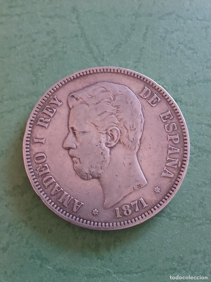 Monedas de Espa&ntilde;a: 5 pts Amadeo 1871 SDM 18-71 - Foto 1