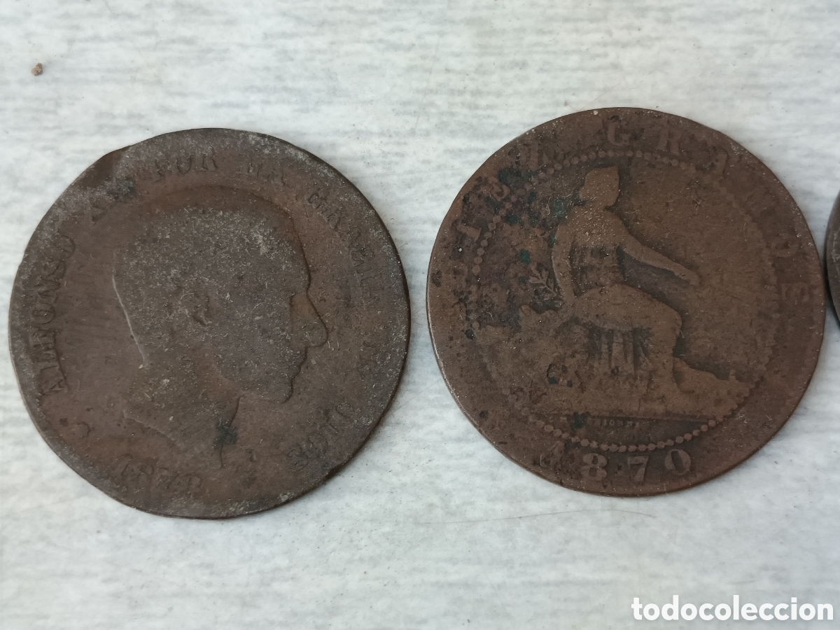 Monedas de Espa&ntilde;a: Monedas Espa&ntilde;a antigua cinco y diez centimos - Foto 3