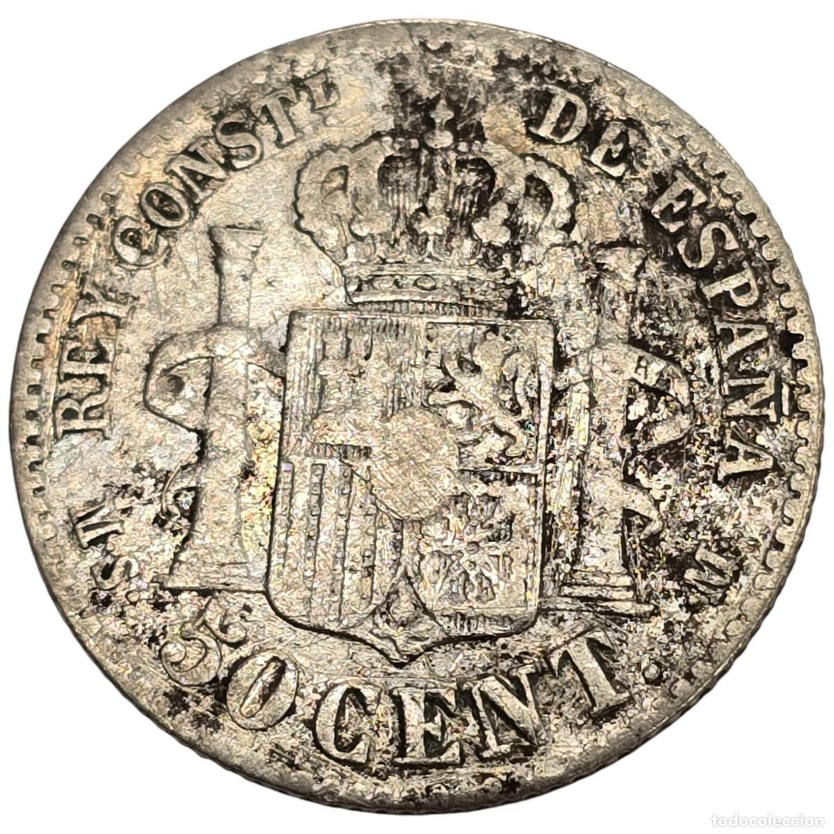 Monedas de Espa&ntilde;a: ESPA&Ntilde;A. ALFONSO XII. 50 CENTIMOS. MSM. 1885. - Foto 2