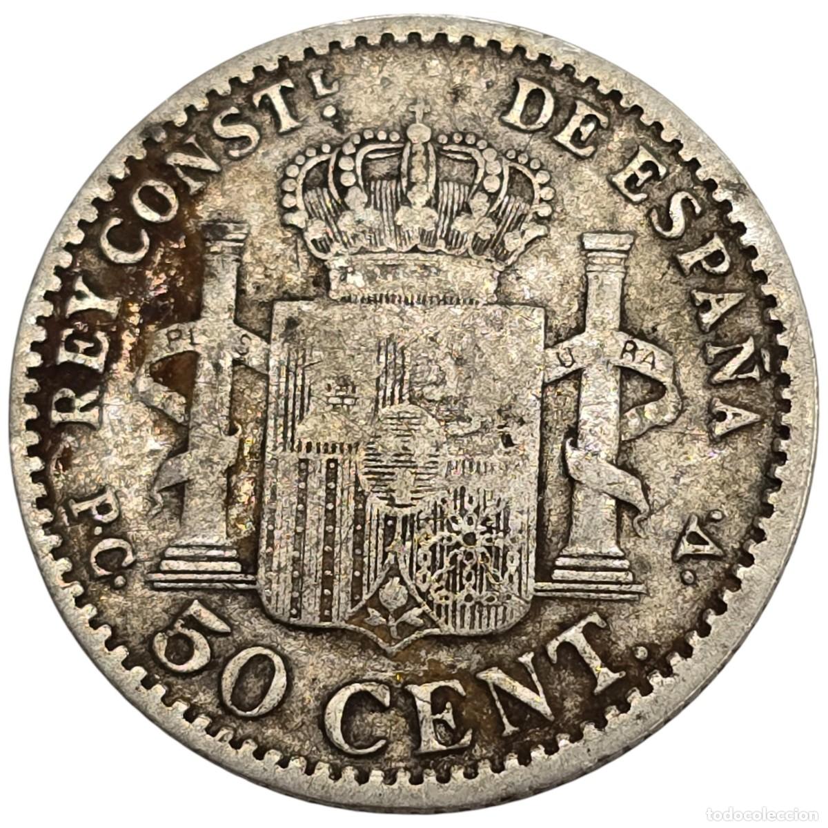 Monedas de Espa&ntilde;a: ESPA&Ntilde;A. ALFONSO XIII. 50 CENTIMOS. PCV. 1904. - Foto 2