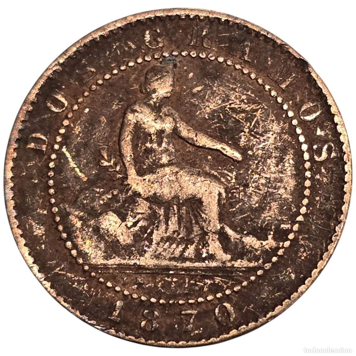 Monedas de Espa&ntilde;a: ESPA&Ntilde;A. GOBIERNO PROVISIONAL. 2 CENTIMOS. 1870. - Foto 1