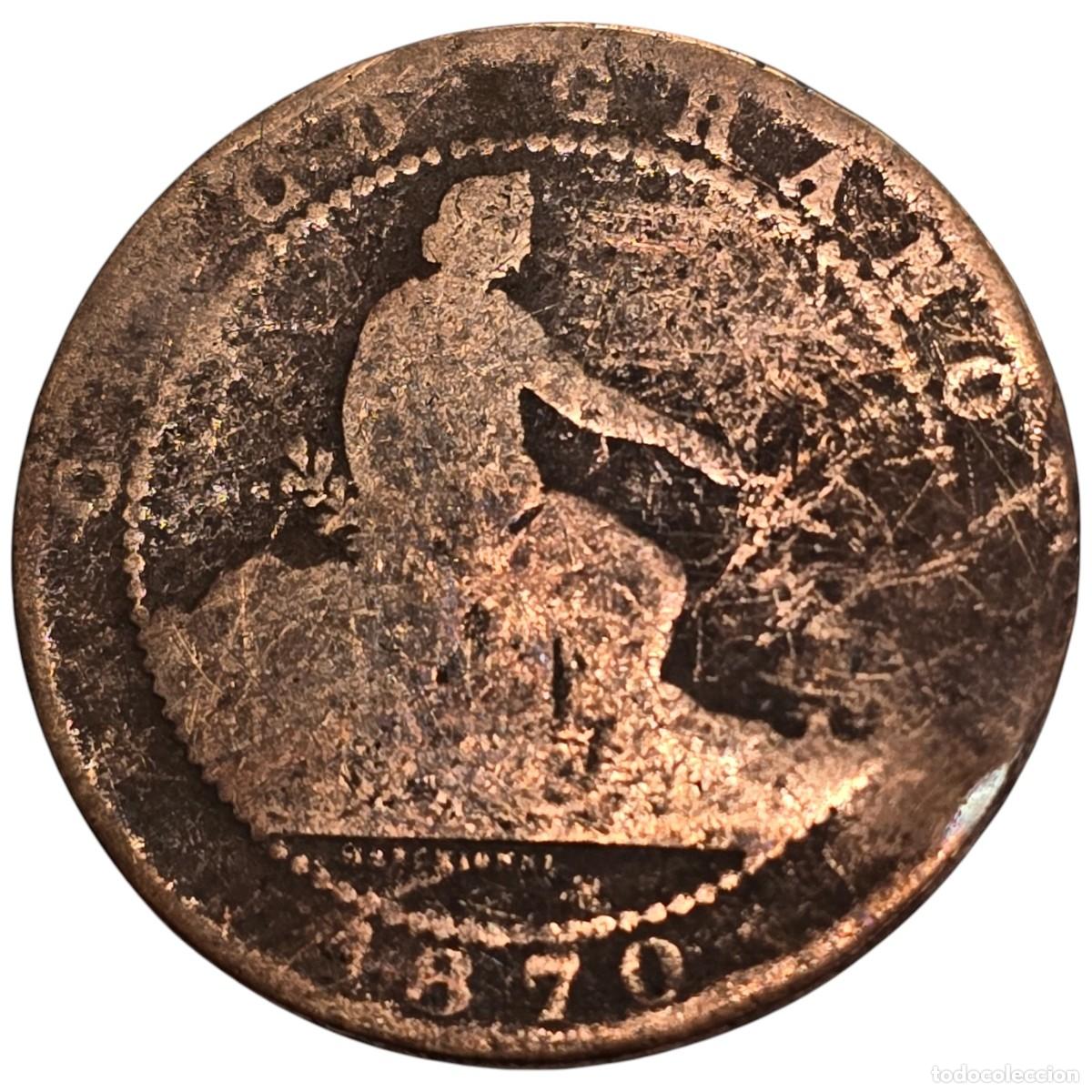 Monedas de Espa&ntilde;a: ESPA&Ntilde;A. GOBIERNO PROVISIONAL. 5 CENTIMOS. 1870. - Foto 1
