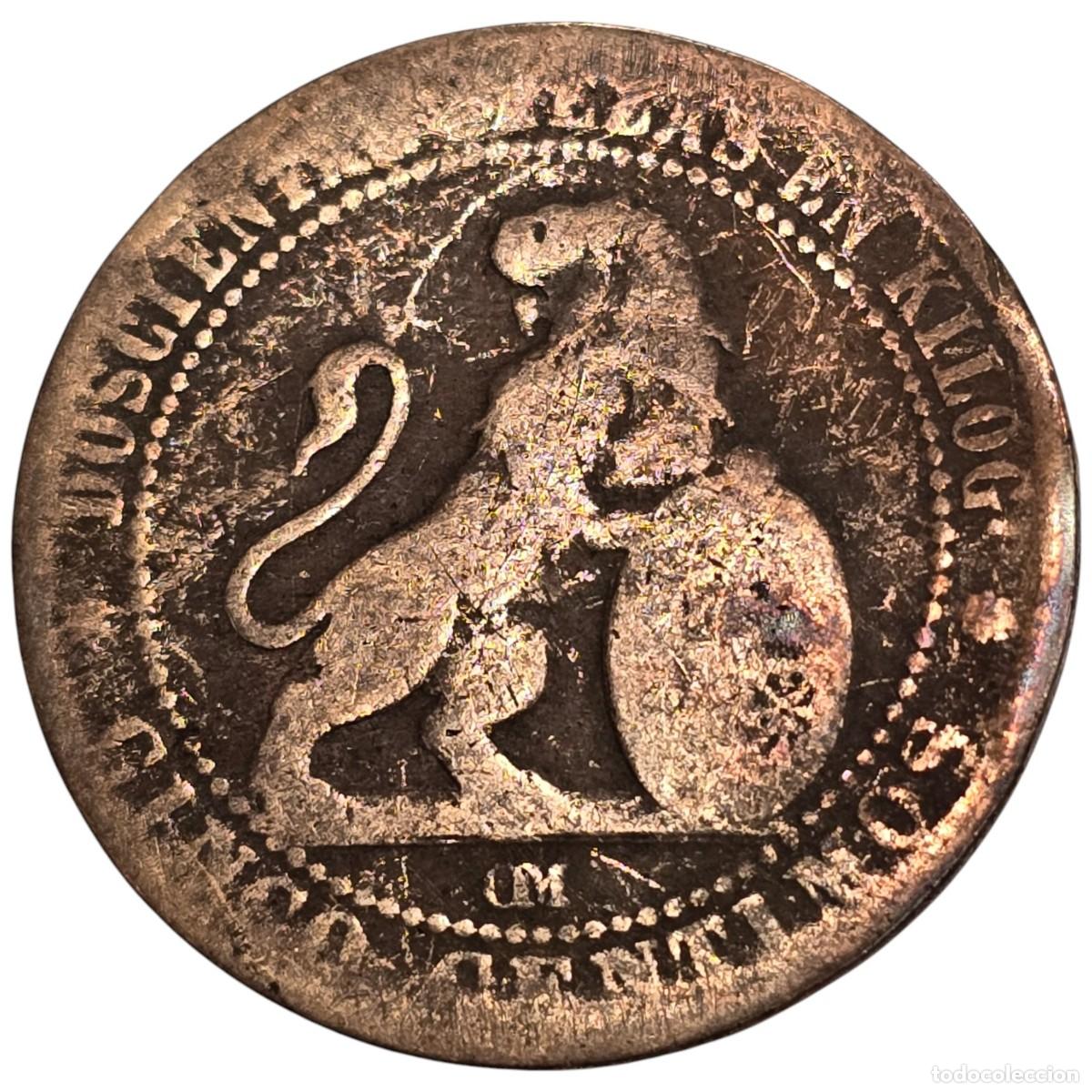 Monedas de Espa&ntilde;a: ESPA&Ntilde;A. GOBIERNO PROVISIONAL. 5 CENTIMOS. 1870. - Foto 2