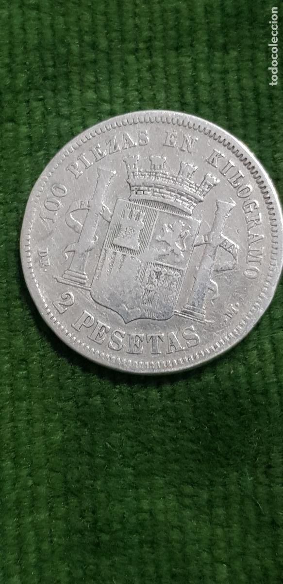 Monedas de Espa&ntilde;a: ESPA&Ntilde;A MONEDA 2 PESETAS ISABEL 1870 -73 - Foto 2