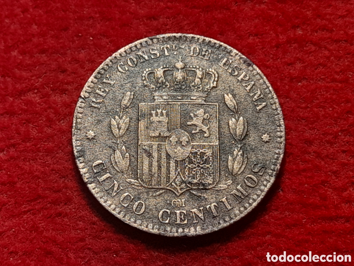 Monedas de Espa&ntilde;a: Moneda 5 c&eacute;ntimos 1877 - Foto 2
