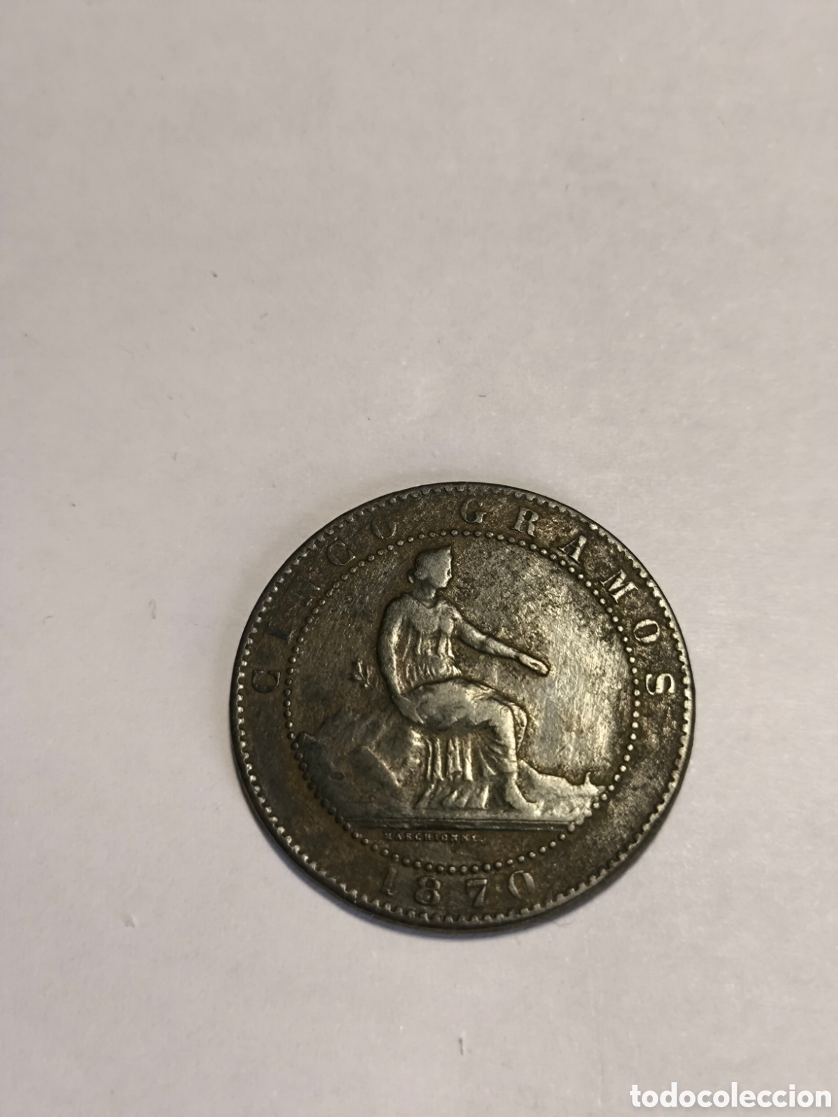 Monedas de Espa&ntilde;a: 5 C&eacute;ntimos Gobierno Provisional 1870 - Foto 1